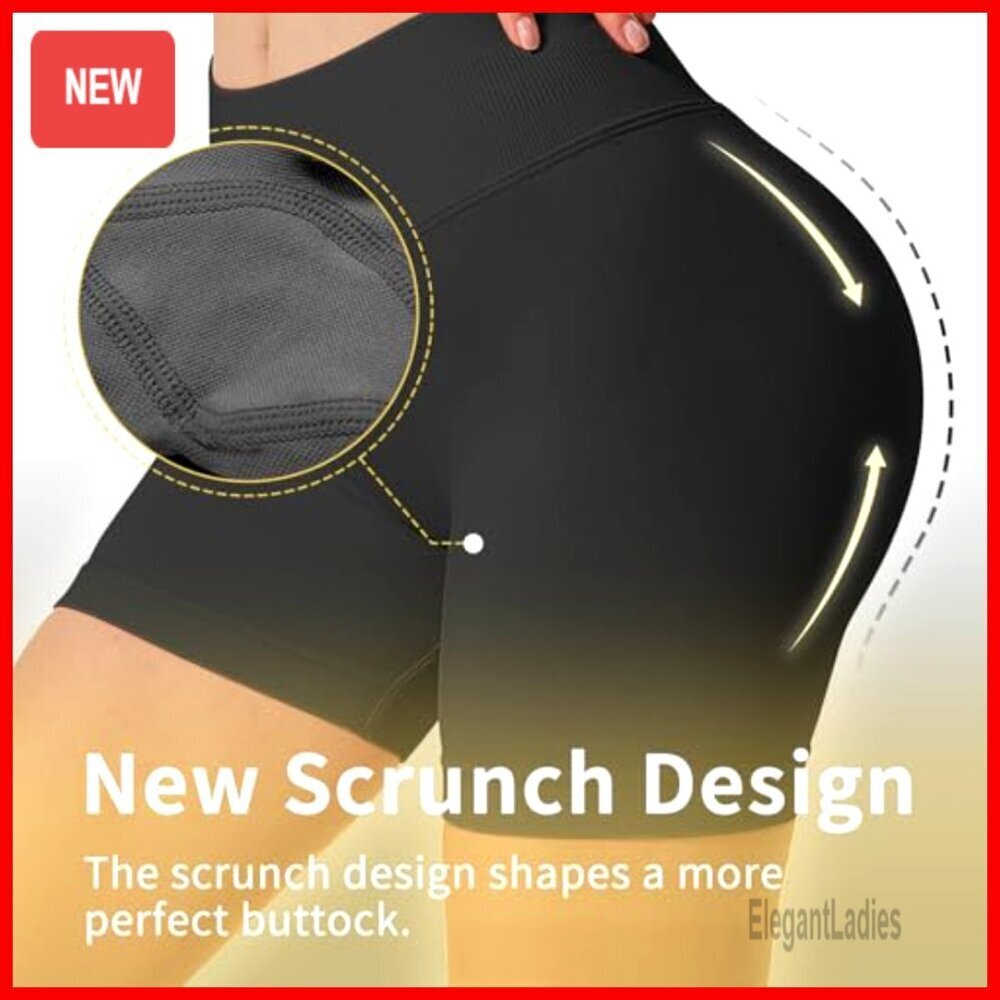 4.5 Inch Scrunch Butt Lifting Tummy Control Seamless Gym Shorts - Picture 4 of 7